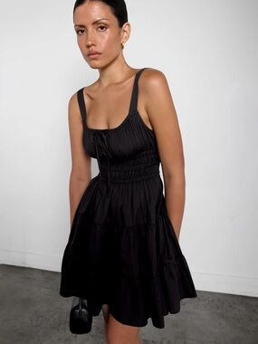OAK+FORT: GATHERED COTTON POPLIN MINI DRESS size small